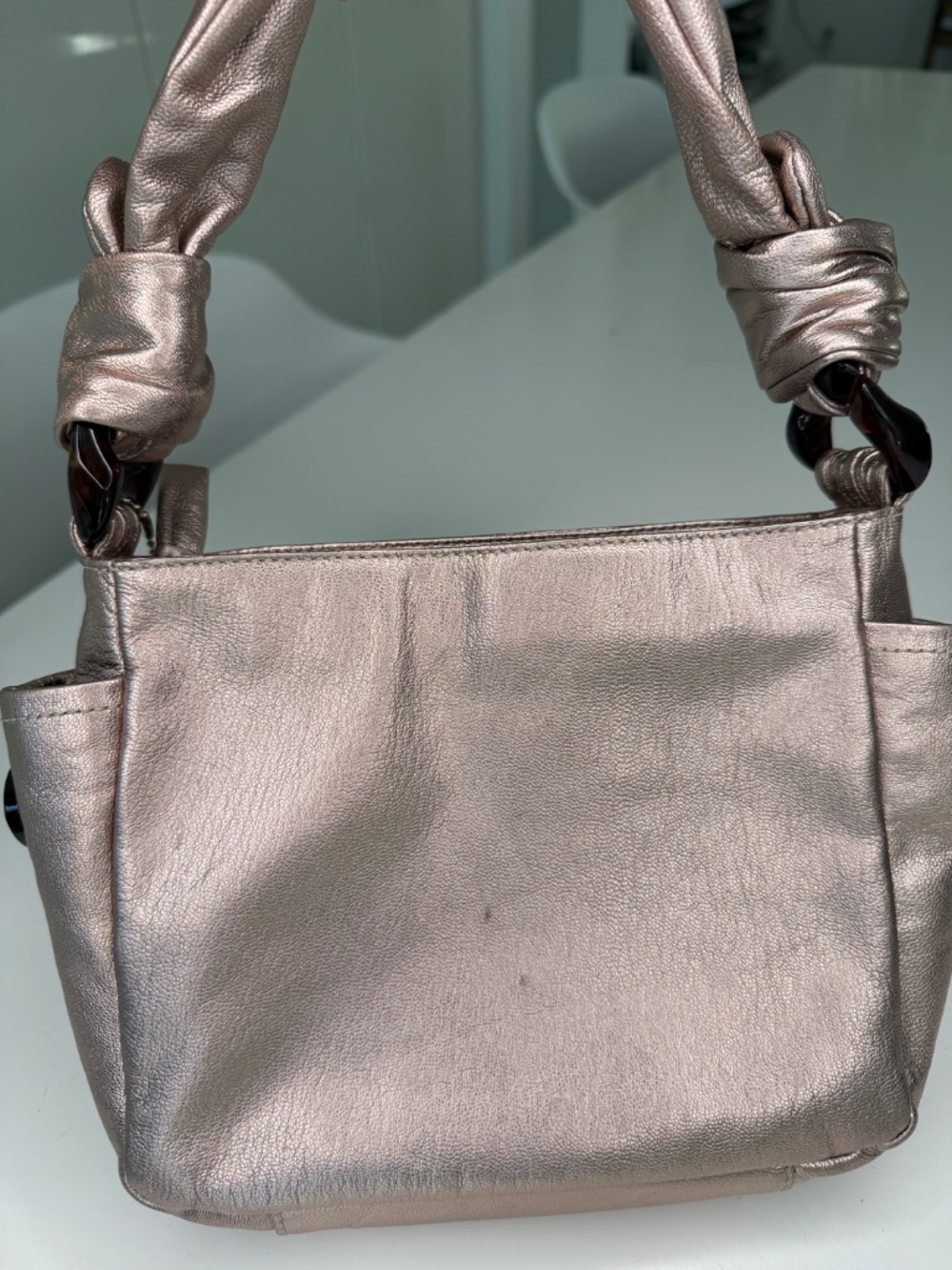 Rare! 2010 Era Coach Rose Gold Mini Hobo Leather Handbag with Tortoise Shell - Picture 10 of 10